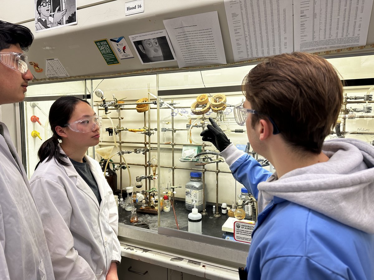 HallBoronLab's tweet photo. This week @HallBoronLab welcomed three enthusiastic high school interns from @old_scona, Zaraa, Manav & Elizabeth supervised respectively by Gen and Martin. It’s never too early to inspire the next generation of scientists. #Ualbertachem #Oldscona https://t.co/WCh0m16Dqh