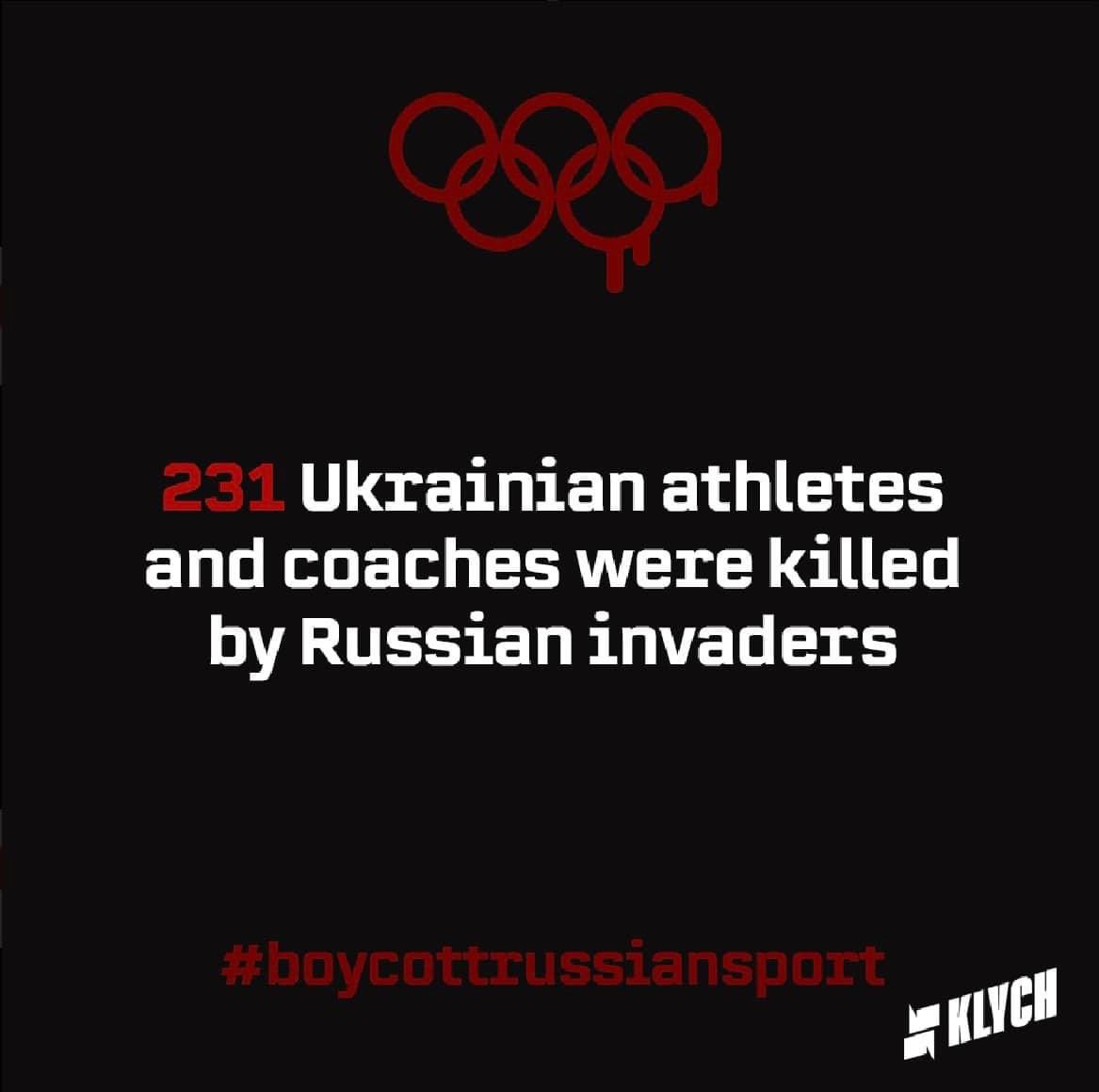 Htx4Ukraine's tweet photo. The participation of Russians in the Olympic Games goes against moral norms. Banning a team if its country is waging a brutal war is not discrimination. Ukrainian athletes are being killed and injured by Russian aggression.
Photos KLYCH/Клич
#BoycottRussianSport #TurnOffRussia https://t.co/p644bUdtJW