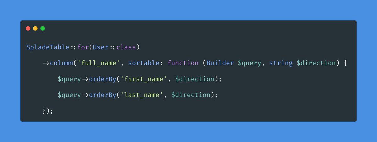 pascalbaljet's tweet photo. I just tagged a new version of #Laravel https://t.co/xZqwpvizEH with a bunch of fixes and improvements, but of course, there are new features as well! 🤩

Thanks to a PR from @Jampire2, you can now customize how Table columns are sorted: https://t.co/7csGrK4bVA