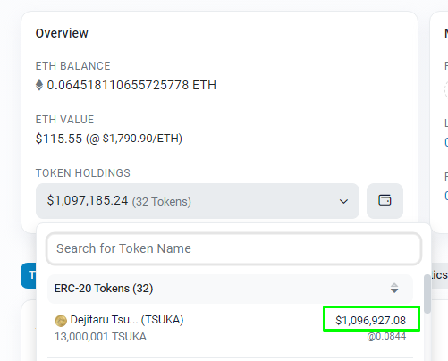 $TSUKA Whale of $1,000,000 worth of tokens is buy $ELONALIEN are you? 🛸👽 #ELONALIENETH #ELONALIEN 

etherscan.io/tx/0x0c0e17042…