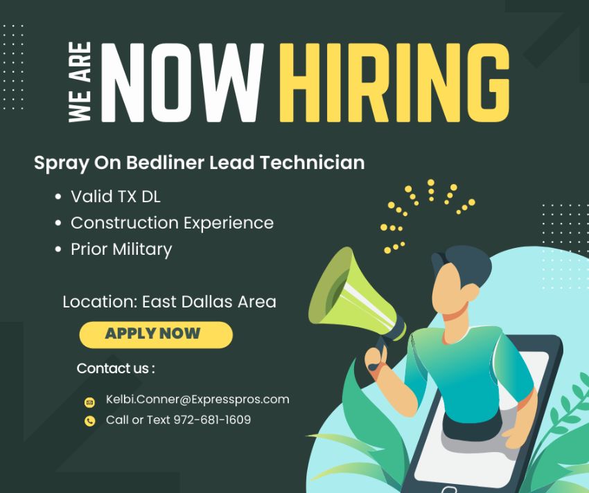Are you looking for a new career and have prior construction experience with a military background? If so, then this is the position for you! Please call or text us today for an interview! 972-681-1609
Position is located in Garland, TX.
Pay: $21-25 with opportunity for growth.