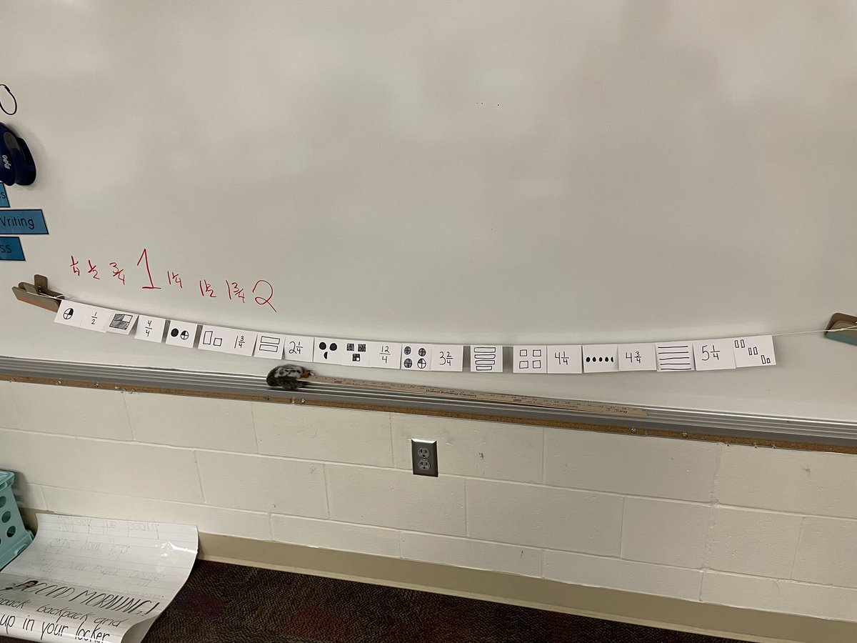 This week in 3rd grade with my cooperating teacher <a href="/WieselerSylvia/">Mrs. Sylvia Johnson</a>, we’ve been working with fractions on a number line. This was a great time to incorporate clothesline math and math talk! <a href="/kevinsmithsd/">Kevin Smith</a> #dsumath