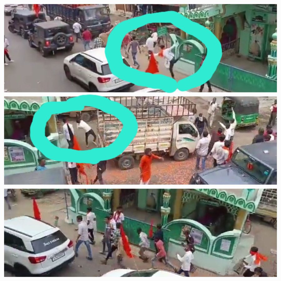 @LadyVelvet_HFQ Stone pelting,kicking the mosque in the Shobha Yatra of Ram Navami Heard @narendramodi ji recognizes people by their clothes Please identify these saffron goons and tell Will any action be taken against these goons @BilquisSayed @BinT_E_HawA____ @AJEnglish @ANI