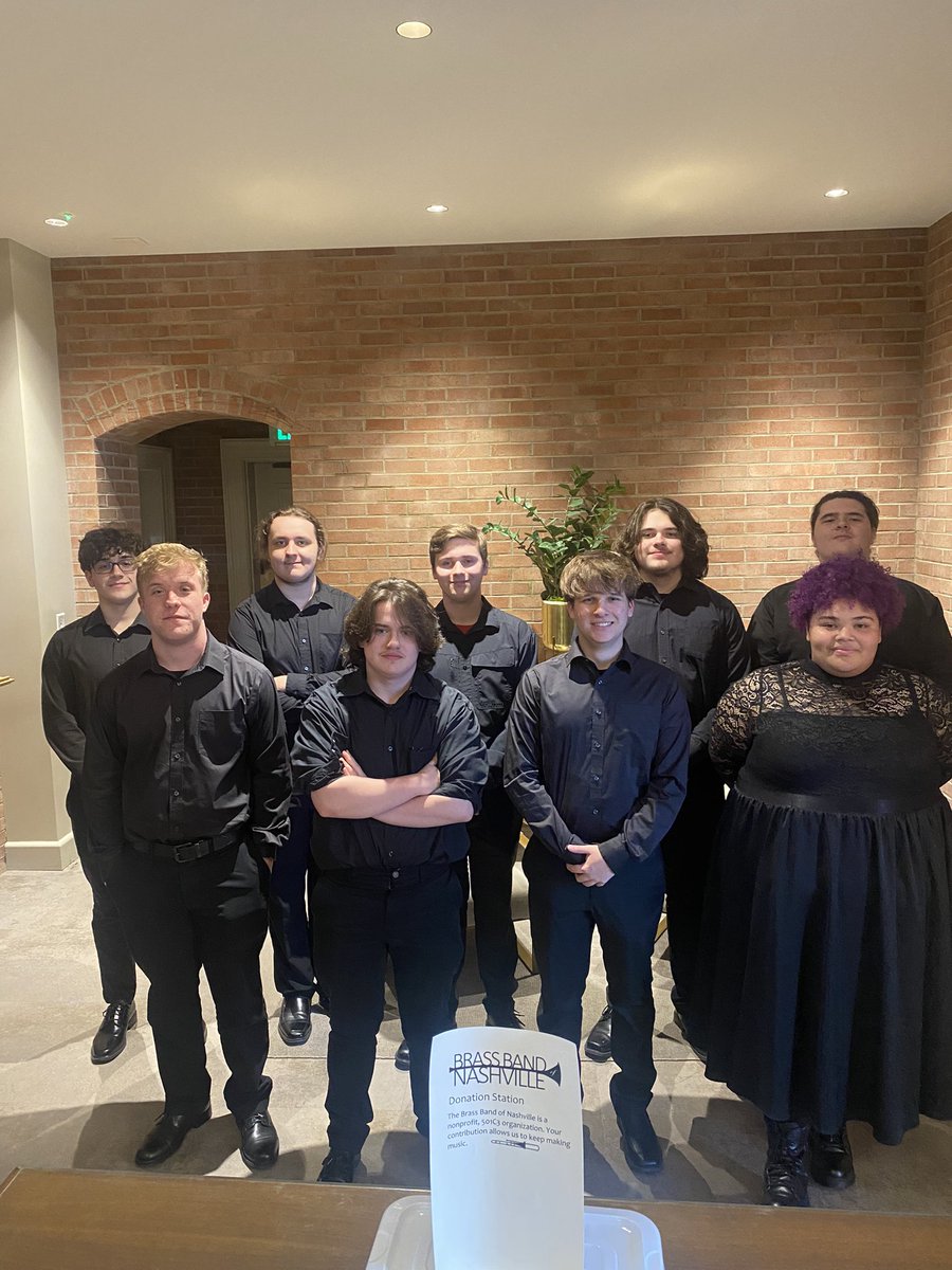 SHSBandTN's tweet photo. Grateful for the invite by Andy Corum and the Brass Band of Nashville for our Brass Ensemble in their side-by-side performance tonight. Thanks to Dr. Jeff Phillips for setting this up and your work with our kids weekly. Great work! @christucker0560 #RobCoMusic #WeAreRCSTN https://t.co/UHSm7hJz5J