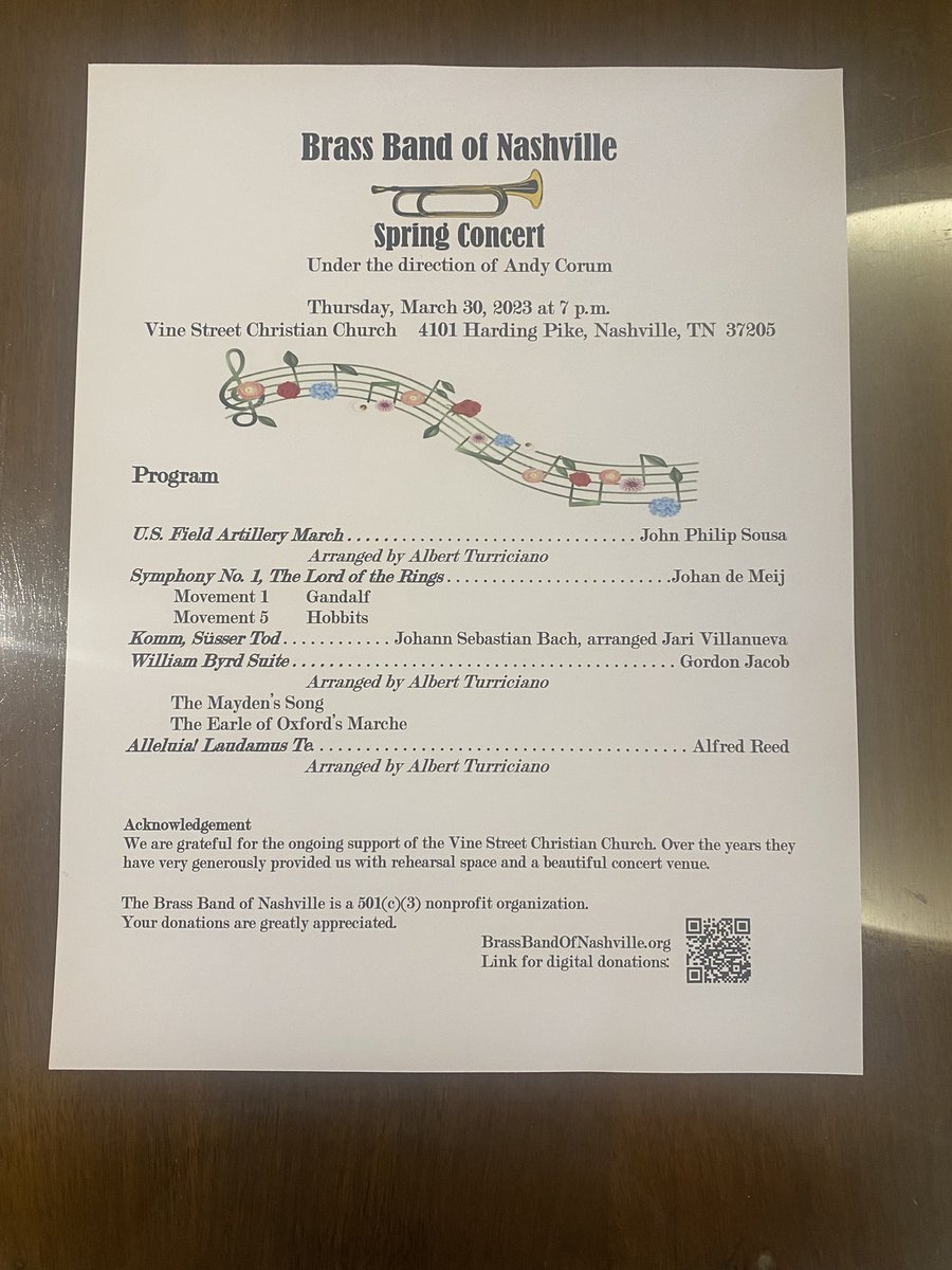 SHSBandTN's tweet photo. Grateful for the invite by Andy Corum and the Brass Band of Nashville for our Brass Ensemble in their side-by-side performance tonight. Thanks to Dr. Jeff Phillips for setting this up and your work with our kids weekly. Great work! @christucker0560 #RobCoMusic #WeAreRCSTN https://t.co/UHSm7hJz5J