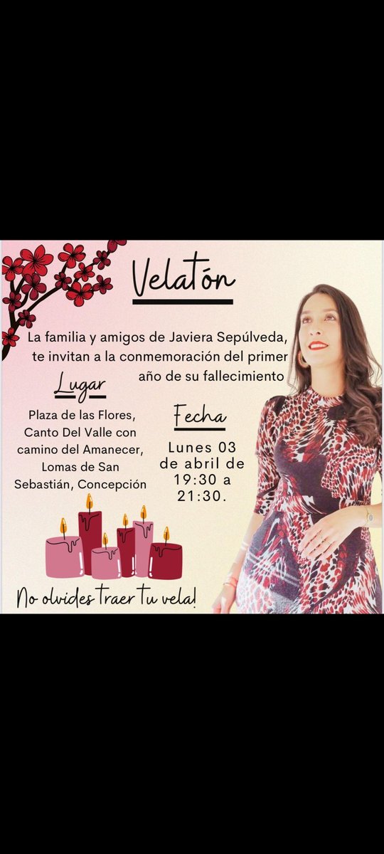 rodsepu's tweet photo. Se cumple un año de la muerte tuya, aún no tenemos explicación de las reales causas Javiera, pero como familia estamos luchando para dar a la luz y que paguen los responsables.
Apoya y comparte 
Concepción, octava región
Será bienvenido todo aquel que sume ese día.
Comparte 🙏🏻 https://t.co/T8FZHJv8z3