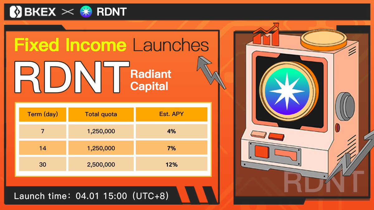 #BKEX will launch #RDNT - Fixed Income

🔸Time: 15:00, Apr 1 (UTC+8)
🔸Link: bkex.com/regularCurrent…

$100 #Giveaway

✅Follow <a href="/BKEXGlobal/">BKEX</a> &amp; <a href="/BKEXthai/">Bkexthai</a> &amp; <a href="/bkexturkiye/">BKEX TR</a>
✅RT &amp; Comment BKEX UID
✅Tag 3
✅Join TG: t.me/BKEXEnglish

10 ppl share 100 USDT on Apr 4