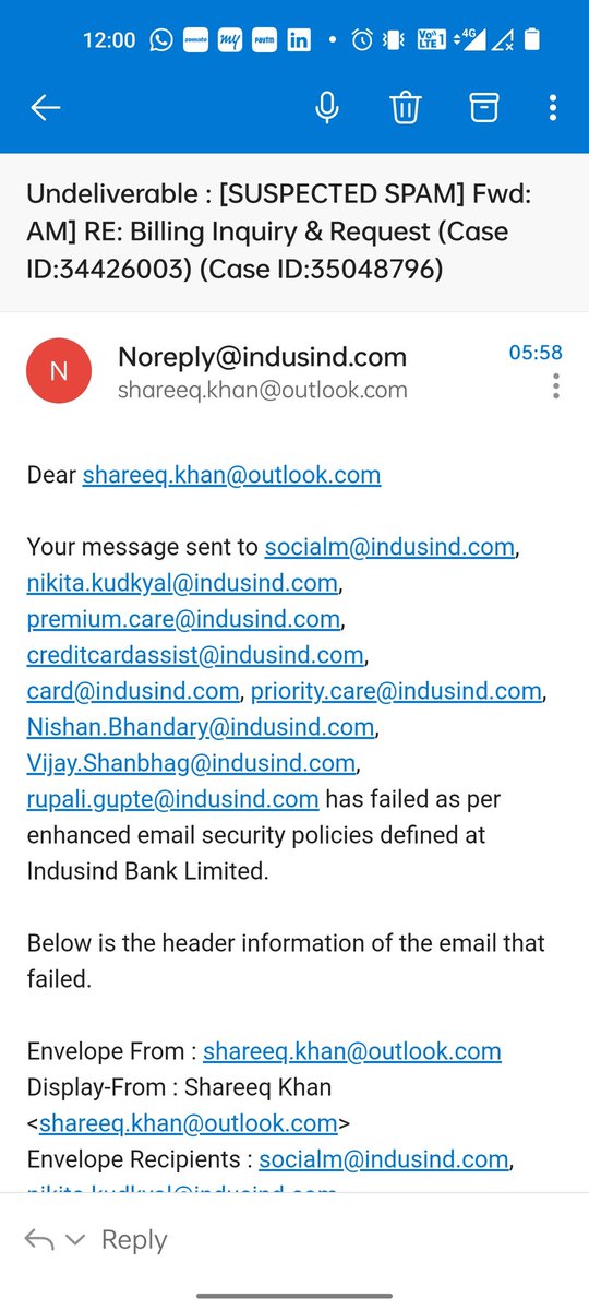 ShareeqKhan's tweet photo. @MyIndusIndBank #indusindbank does not have customer service for addressing credit card disputes and it is as good as them charging whatever comes to their mind. @RBI @RBIsays #vishaljhaindusindbank anyone has Vishal Jha's email address? https://t.co/SX10JCNrI6