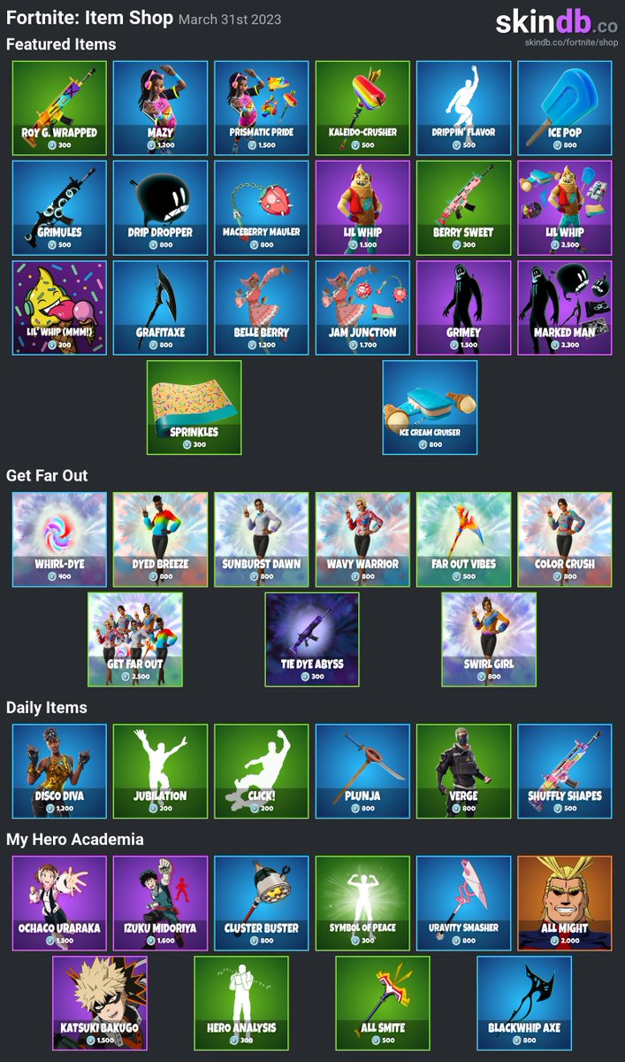 #Fortnite: Daily Item Shop for March 31st 2023
More details for each skin: skindb.co/fortnite/shop