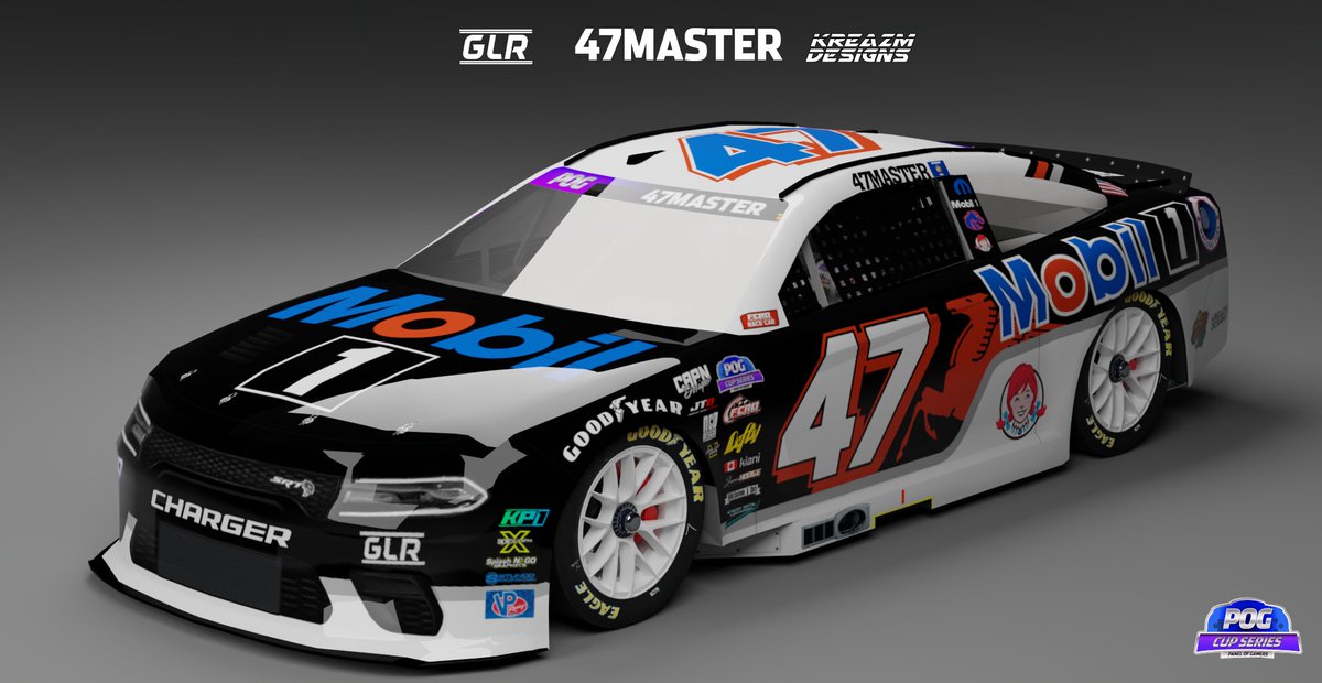 kreazm_designs's tweet photo. Bit of a recolor from the car seen in person by Kevin Harvick, still fresh paint for 47Master's Mobil 1 scheme! https://t.co/hUs4X0FFgt