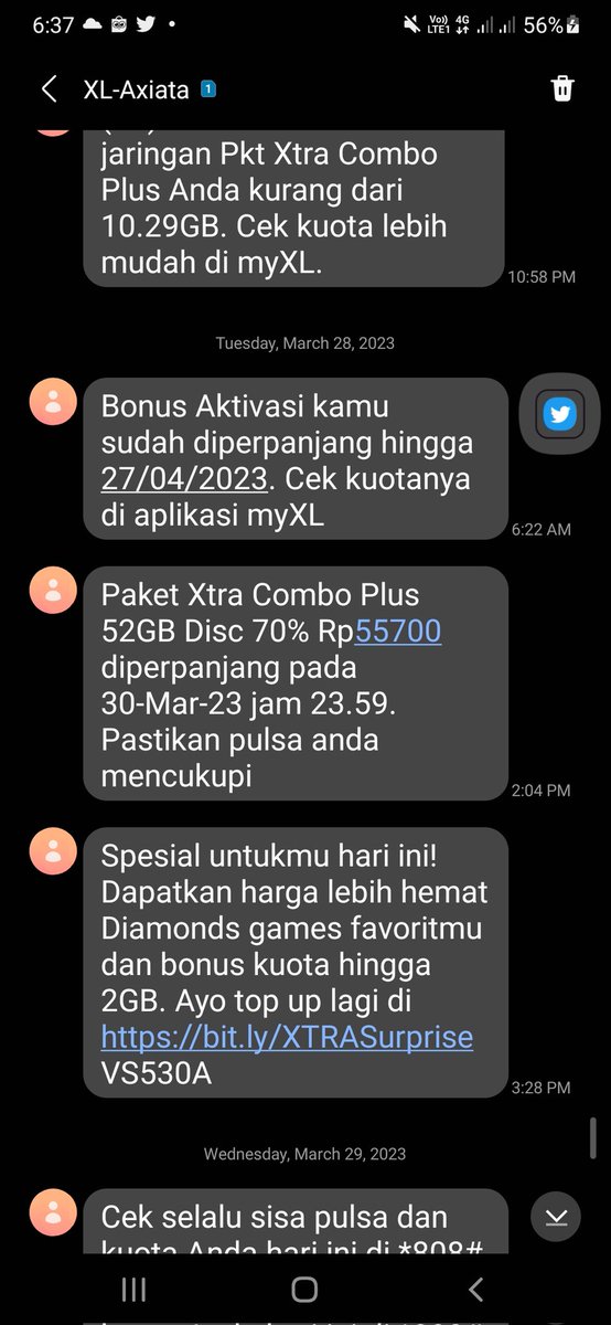 slepetrrr's tweet photo. @myXL Yth kepada pihak xl diminta kejelasannya , saya udh berbulan bulan menggunakan paket perpanjangan otomatis setiap bulannya. Bulan ini saya dapat sms akan diperpanjang 30 maret ini tpi apagi 31 maret sayaa cek pulsa tidak terpotong seperti biasanya https://t.co/1sNxUvDaay
