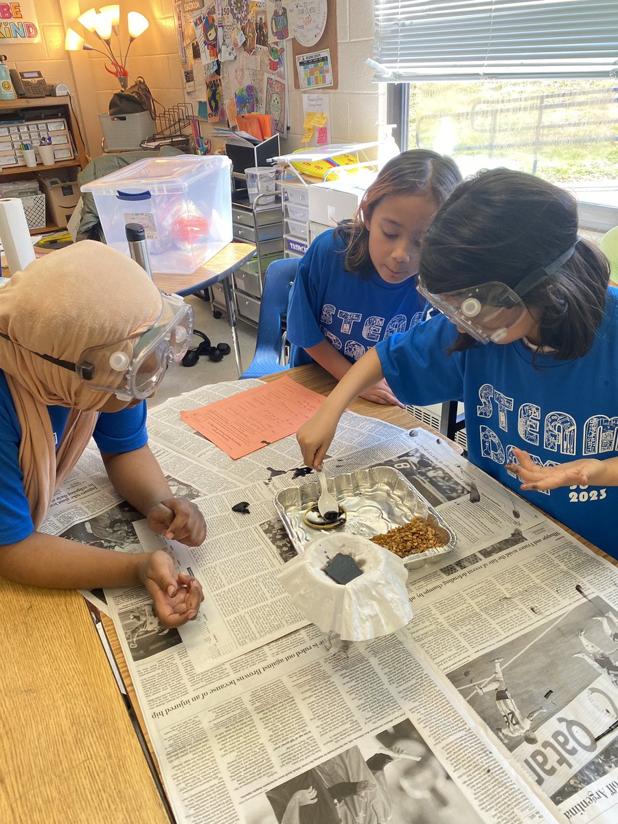 Creating effective hand pollinators and cleaning up oil spills- just a few of the many projects happening today for STEAM Day <a href="/TimberLaneES/">Timber Lane ES</a> 🥽 The engagement and teamwork were  off the charts!