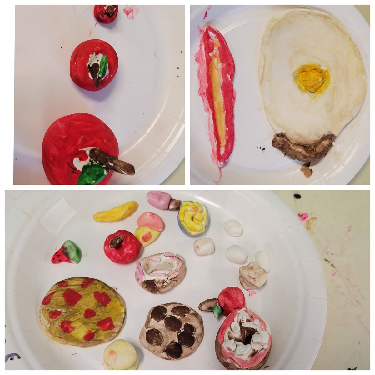 Happy Youth Art Month, Day 30!  2nd graders earned a reward and decided to make tiny foods.  So cute!! 😍🎨 #fcps1artsyam2023 #vaartedyam23 @ArtsFcps1 @Thompson__Foxes