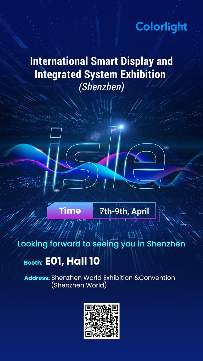In the leading up to the ISLE show in China, Colorlight sincerely invites you to stop by booth E01, Hall 10, from April 7th to 9th. We are poised to share the industry & brand news covering the latest LED processing products and solutions.

Looking forward to seeing you there!