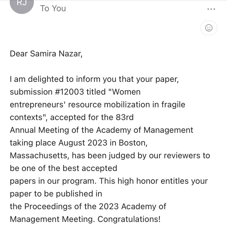 Look forward to presenting our two accepted papers from my thesis at #AOM2023 in #Boston and thrilled that one of our papers has been judged to be one of the best accepted papers in the program. 🎉
Shout out to my amazing advisors @fvonbriel & Henri Burgers 
@AOM_TIM @AOMConnect