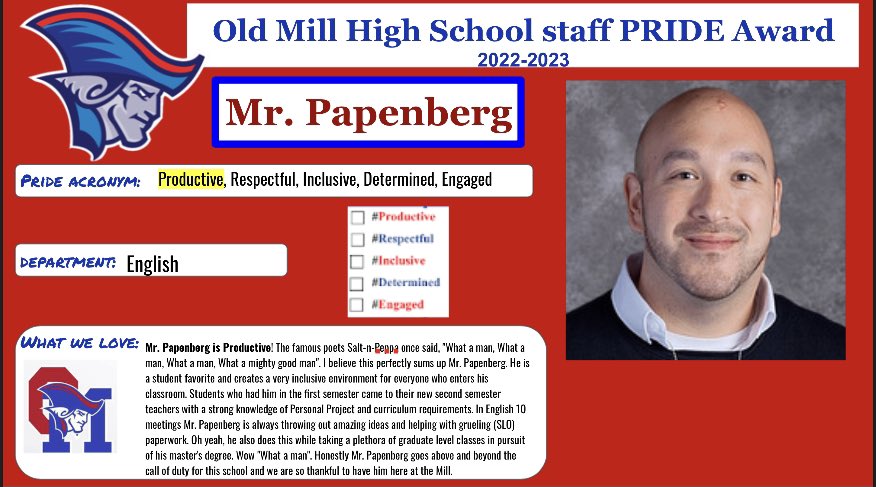 OldMillHSAACPS's tweet photo. Mr. Papenberg is PRODUCTIVE! 🇺🇸 https://t.co/M1N67syR1j