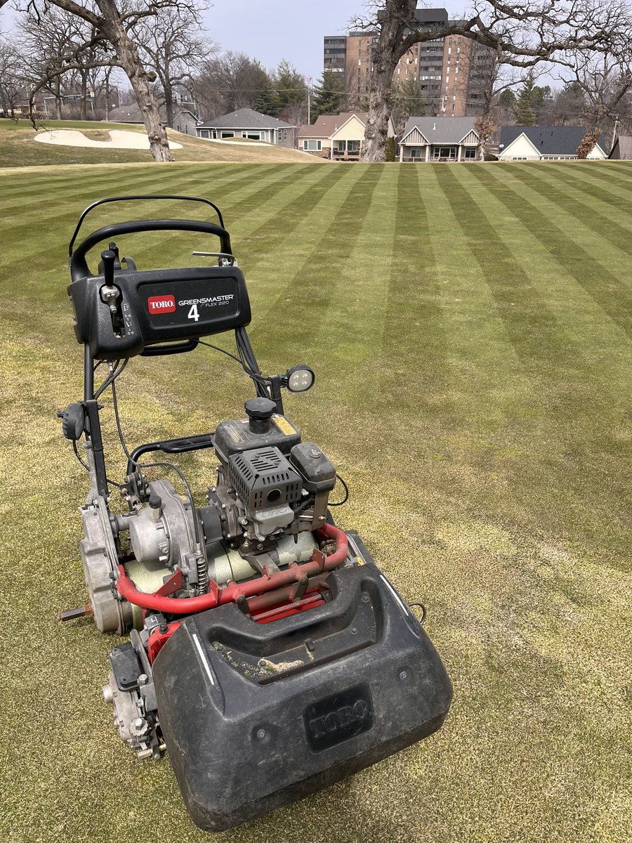 First mow of the year on the greens