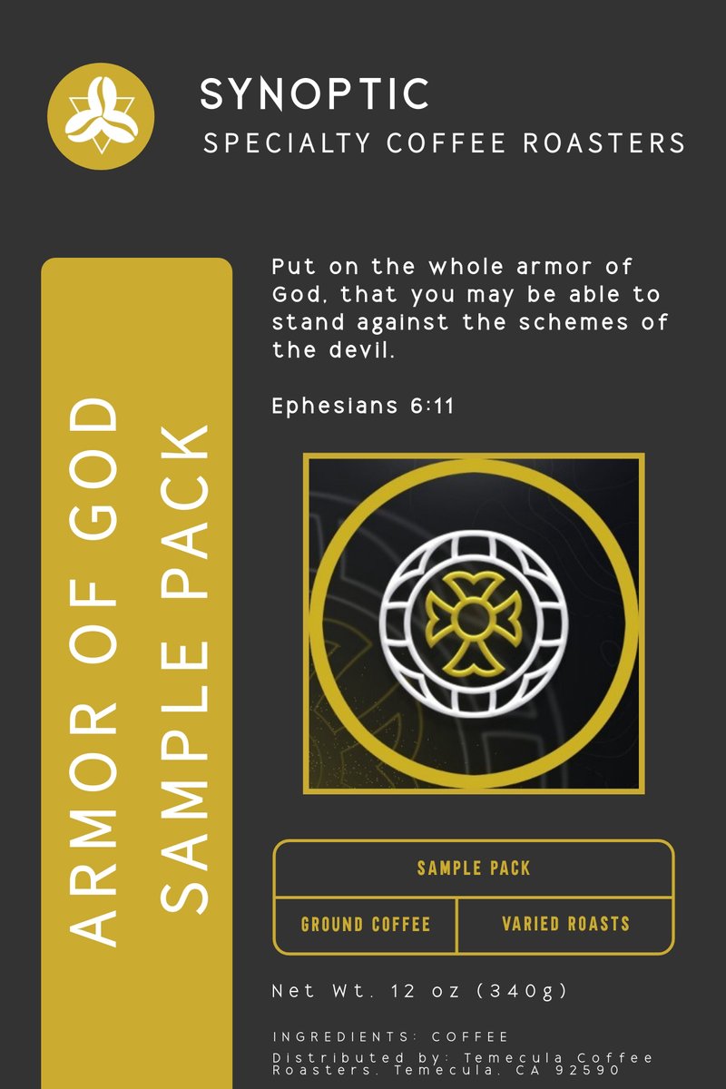 SynopticCoffee's tweet photo. We've announced our first official partnership with our friends over at @EsportsAog!
Free shipping on our collab sample pack through April 3rd + 10% off using code AOG
https://t.co/eOK1MkVvds
#ARMOREDUP #AOGFam #coffee #Christian https://t.co/y4IGyhuzEu