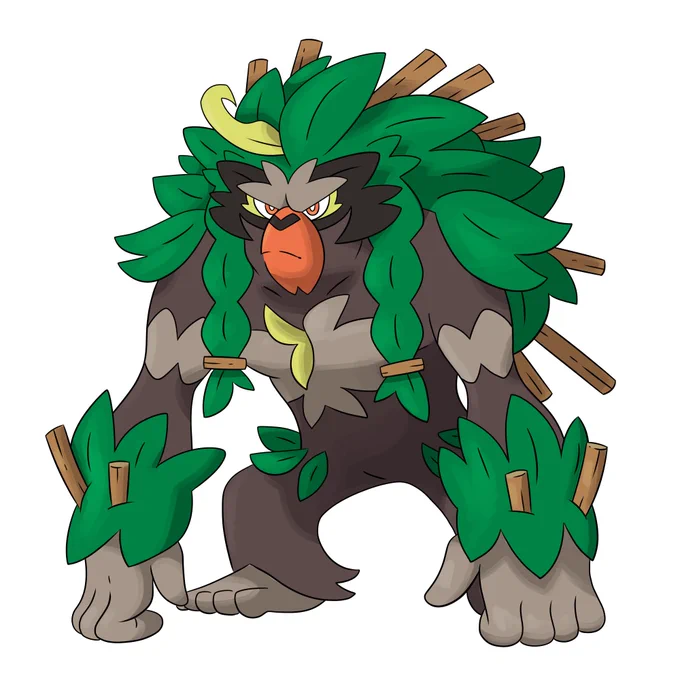 I redesigned Rillaboom in a way that I personally prefer a bit more (to give it a more savage look while keeping lotsa branches jammed in its fur).Thoughts?  
