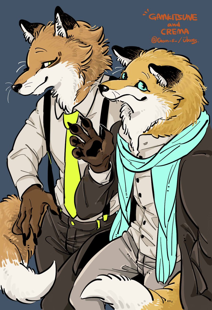 suspenders necktie multiple boys furry shirt 2boys pants  illustration images