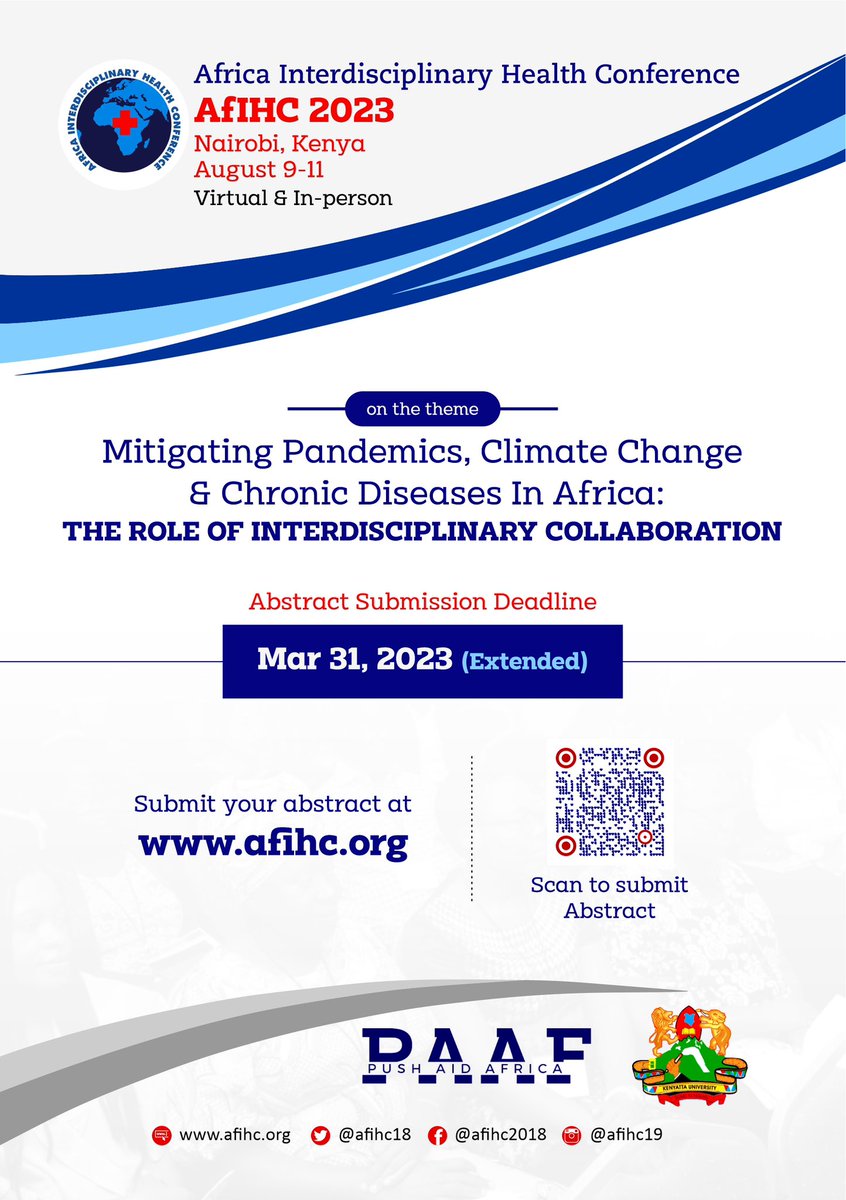 Last day to submit your abstract to #AfIHC2023. Visit AfIHC.org for more details