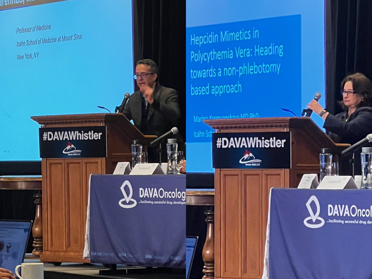 ⁦<a href="/MKremyanskaya/">Marina Kremyanskaya, MD, PhD</a>⁩ and John Mascarenhas teaching us about the latest and greatest in the myeloid world at #DAVAWhistler .    ⁦<a href="/TischCancer/">The Tisch Cancer Institute</a>⁩ ⁦<a href="/MountSinaiNYC/">Mount Sinai Health System</a>⁩