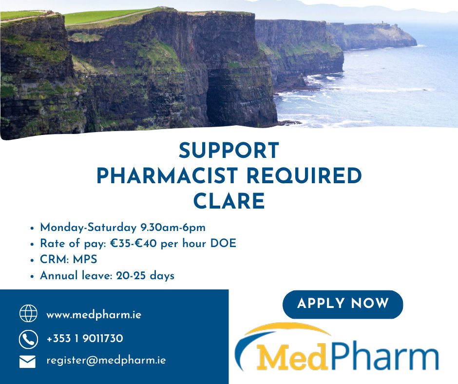 MedPharmIre's tweet photo. Contact us and start your new career in Ireland.
Speak to our amazing recruiters who will guide and support you every step of the way.
Apply today
https://t.co/RmTFImxCcD
#jobsearch #jobfairy #healthcarejobs #pharmacists #ireland #movingtoireland #irishjobs #workinginireland https://t.co/8JQAnA9S1q