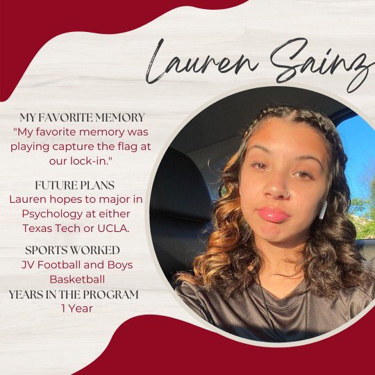 HornJATS's tweet photo. For our last student highlight of #NATM2023 we have Freshmen Lauren Sainz, aka 2.0. #JATS #JFL #Family #THEStandard #theresanATforthat https://t.co/4vE29BzyYP