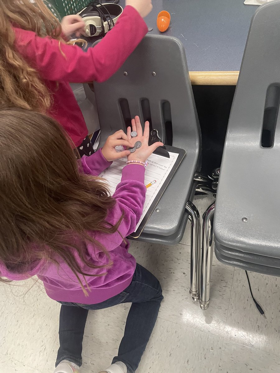 We had our own scavenger hunt today for a quick coin review! We practiced adding various coins :)