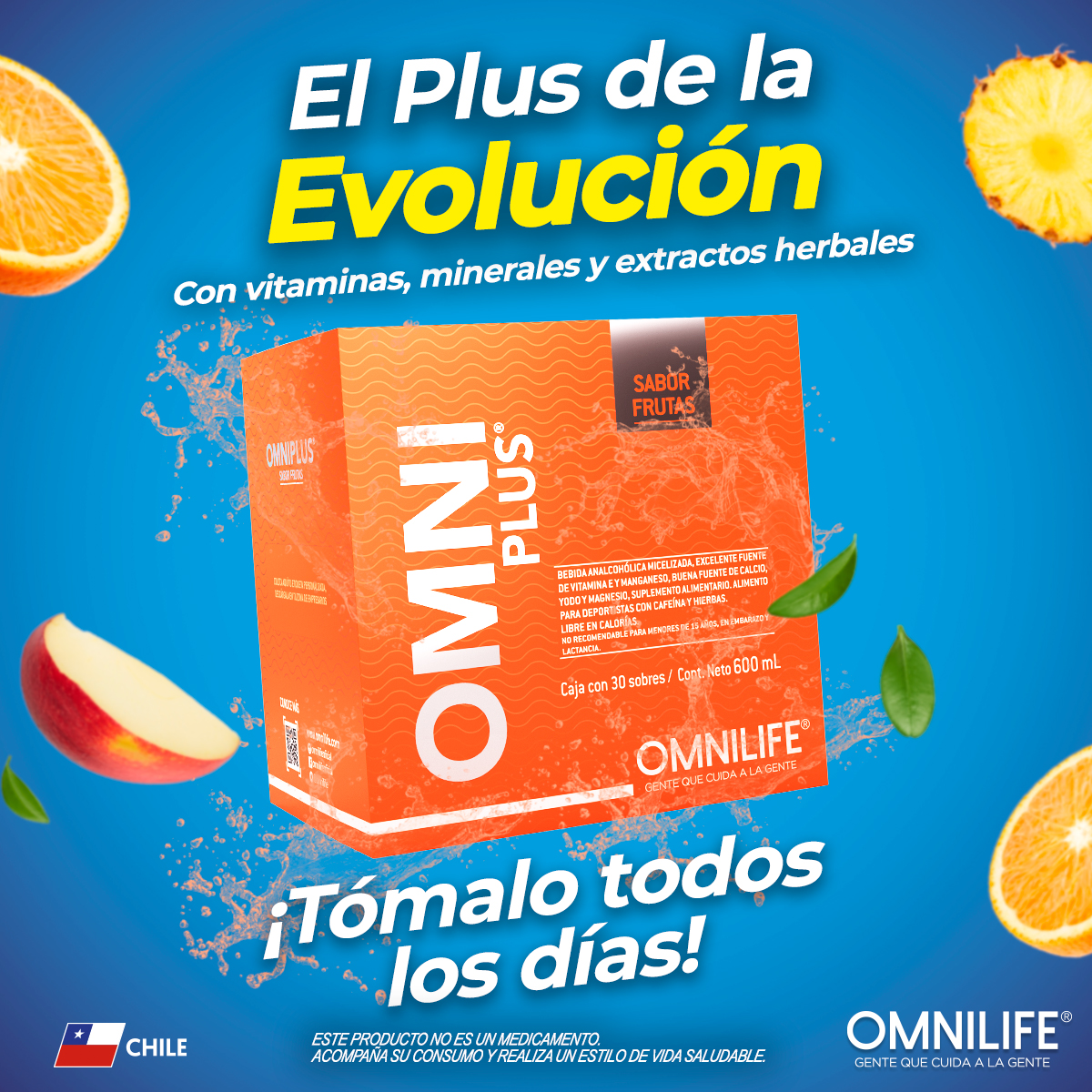 Inicia todos tus días con un OmniPlus Evolución sabor frutas y date el plus de vitaminas y minerales. 

Encuentra este producto con un Distribuidor Independiente de Chile. Conoce la disponibilidad y presentación en tu país.

#OMNILIFE