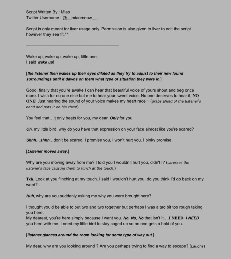 __miaomeow__'s tweet photo. Yandere(?)/Sadistic(?) Bf Script.
⚠️Read with caution. Themes may not be suitable to others⚠️
Enjoy! 🖤
#Doppioscripts
#DoppioDropscythe https://t.co/Dw416mVAwN