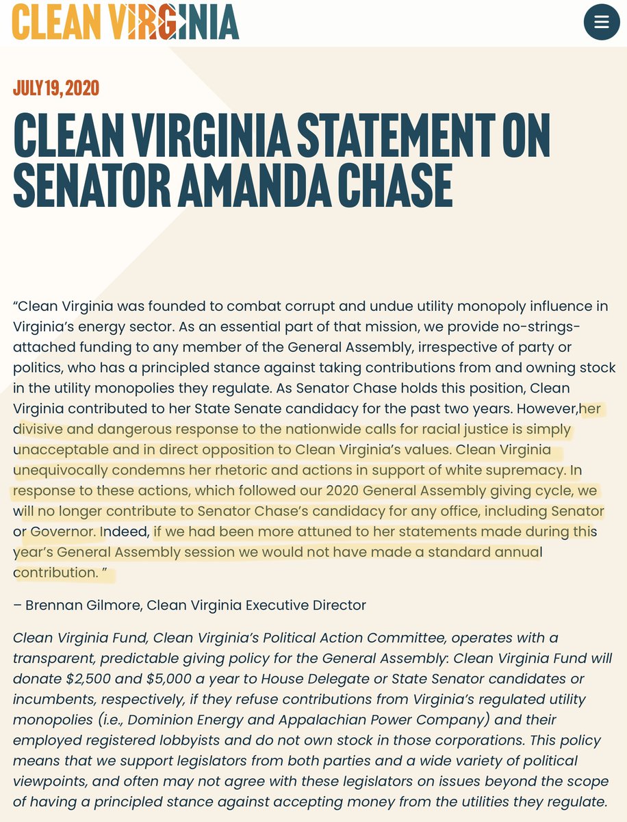 90For90's tweet photo. Clean Virginia released this statement explaining their corrective actions in response to the overt racism expressed by one of their supported candidates.

Don’t these sensibilities also apply to women’s rights, voting rights, &amp; common sense gun policy ?
https://t.co/LGTZiXd7C4 https://t.co/pqwbpI0pGL