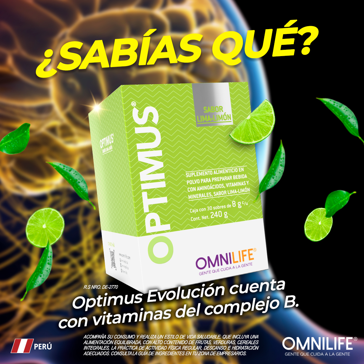Con nuestro Optimus Evolución obtienes las vitaminas que estabas buscando, con un rico sabor a Lima-Limón. 

Encuentra este producto con un Distribuidor Independiente de Perú. Conoce la disponibilidad y presentación en tu país.

#OMNILIFE