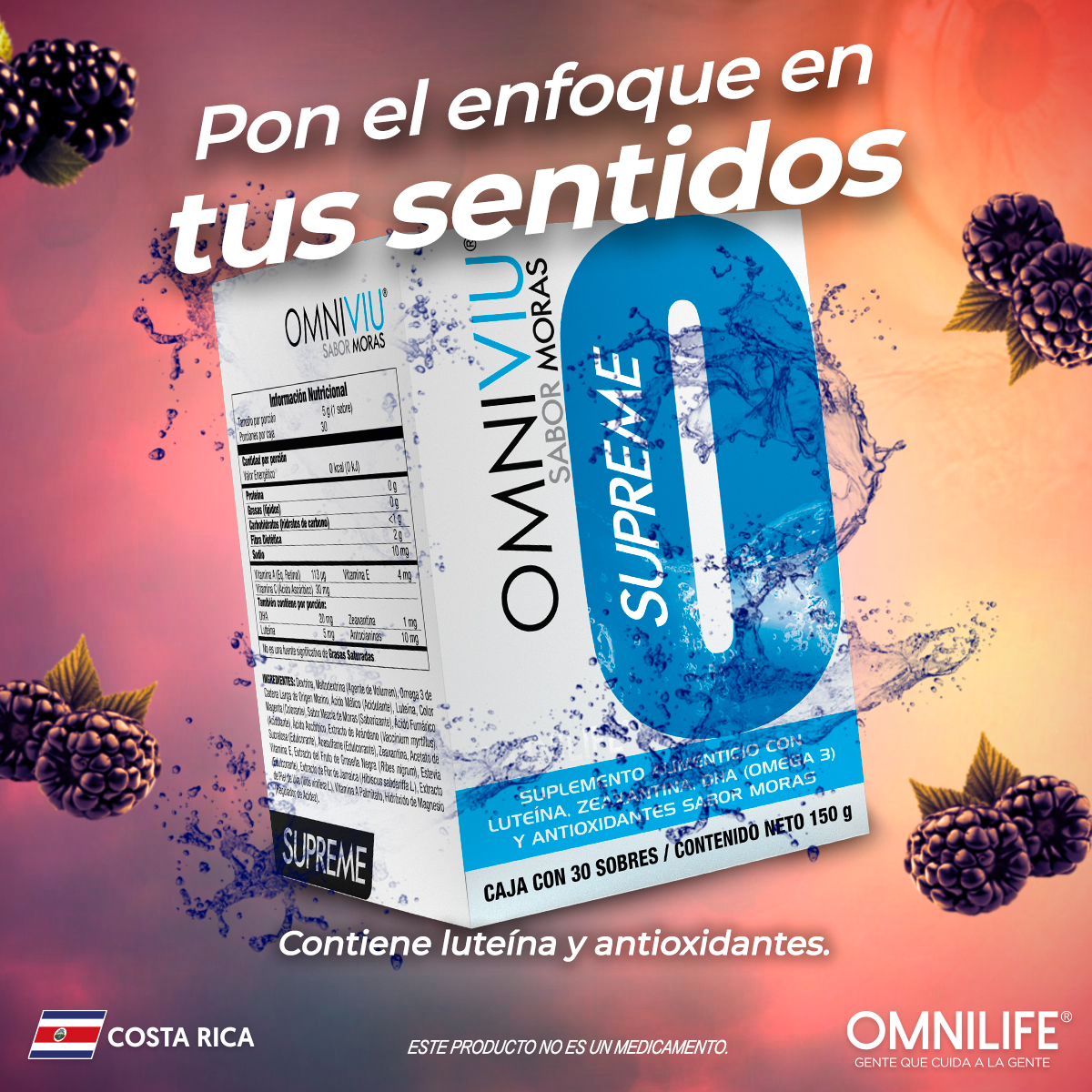 Enfócate en tus sentidos con nuestro OmniViu Supreme sabor a moras. 

Encuentra este producto con un Distribuidor Independiente de Costa Rica. Conoce la disponibilidad y presentación en tu país.

#OMNILIFE