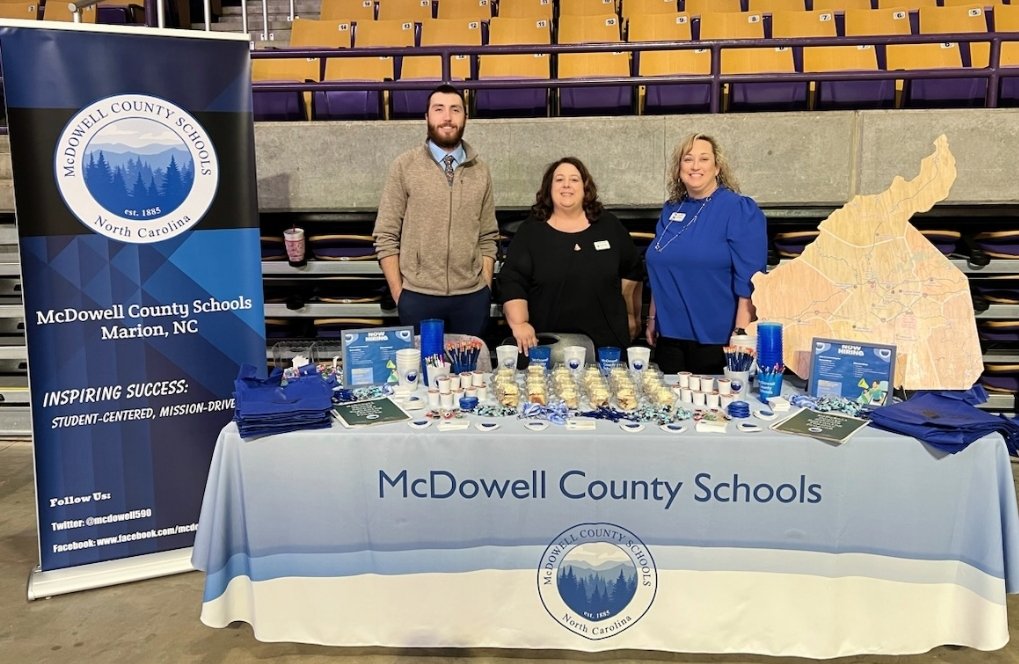 We had a wonderful Wednesday <a href="/WCU/">Western Carolina University</a> recruiting future <a href="/McDowell590/">McDowell Co Schools</a> educators. Come on home, y'all! We can't wait to make you family. <a href="/AWDowdle/">Amy W. Dowdle</a>, Human Resource Director and Nathan Trent, MCS BT-TOY.