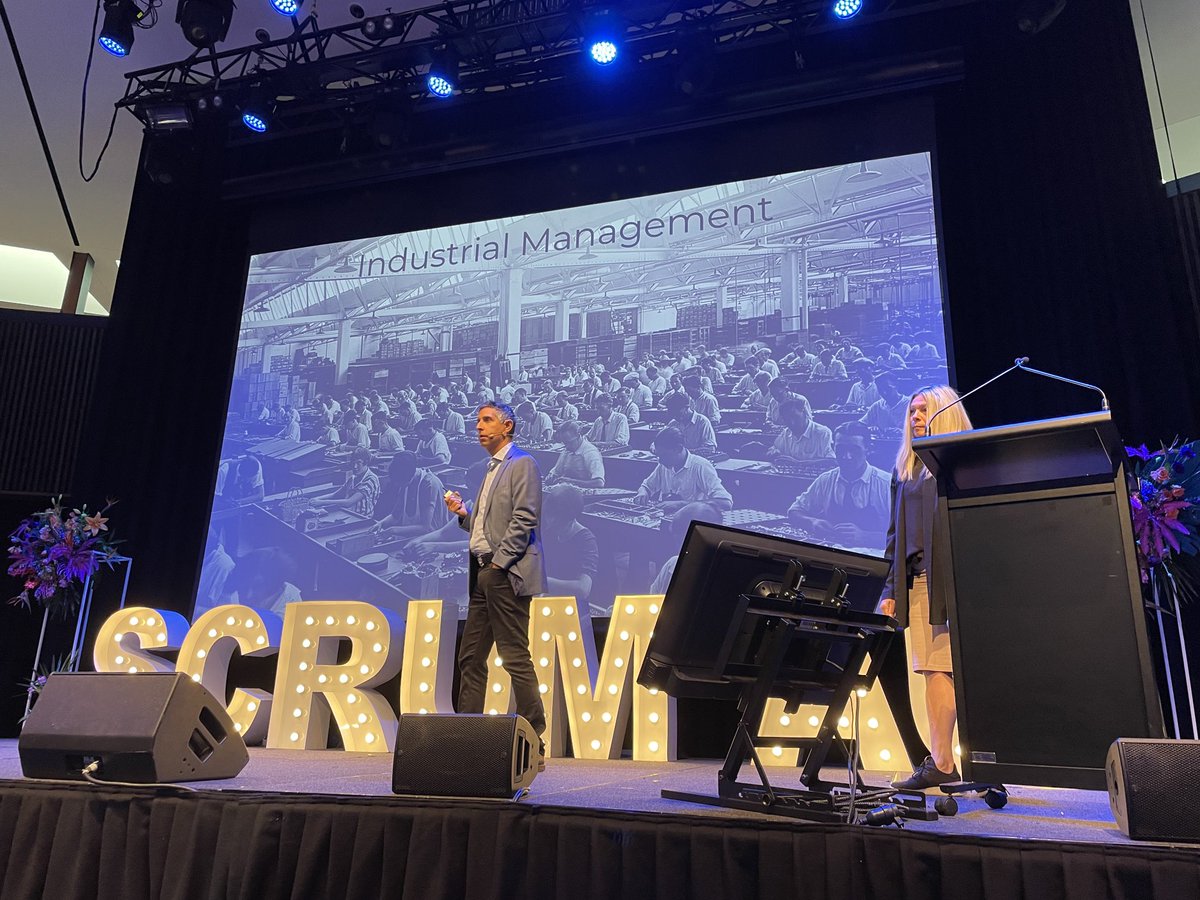 “Industrial management is what our schools look like.” - ⁦<a href="/MichaelSahota/">Michael K Sahota</a>⁩ #auscrum ⁦<a href="/auscrum/">Scrum Australia</a>⁩