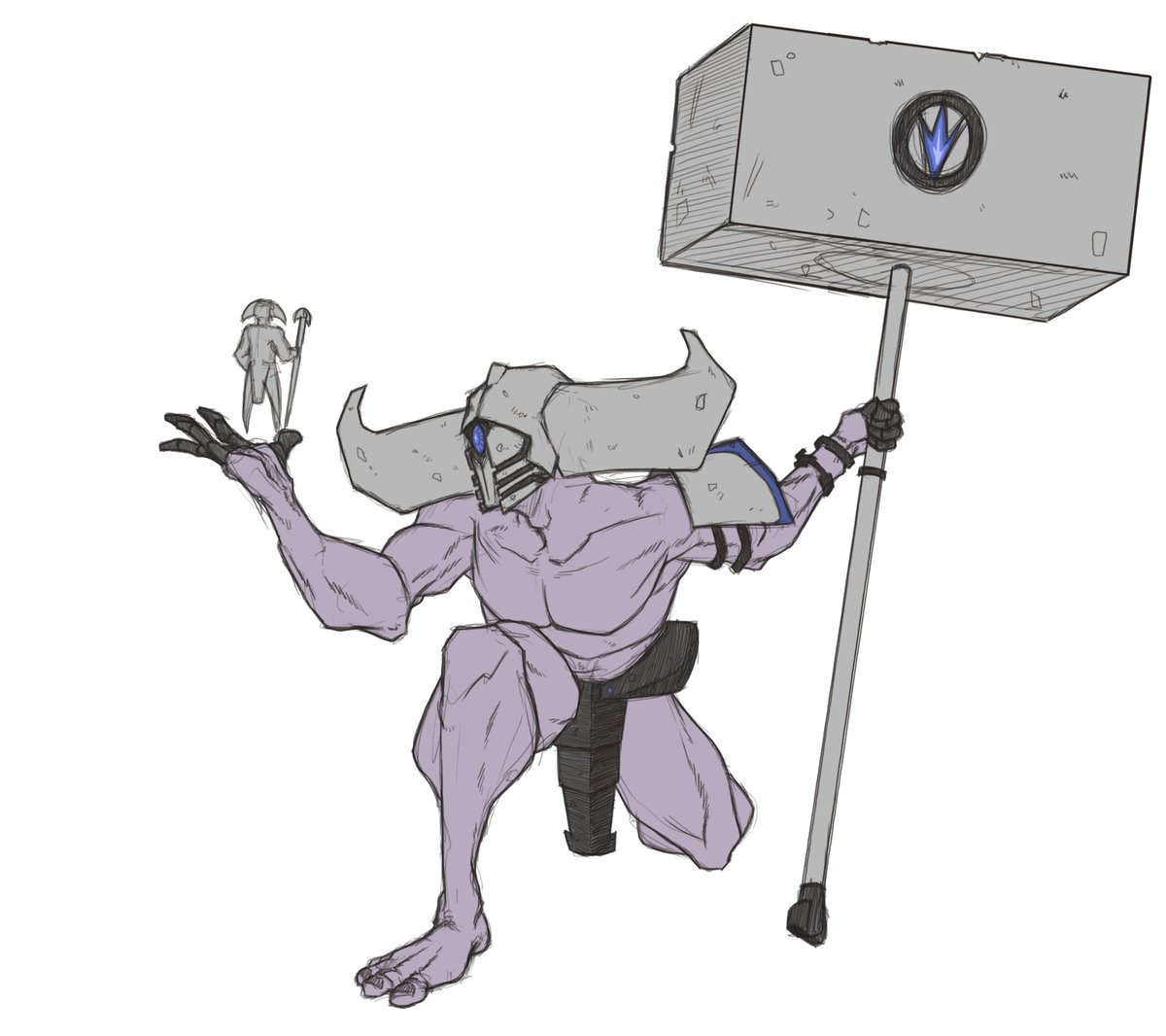 Appologies for not posting. But i've been dealing with illness/been busy. 
But I drew a sketch of Mithrix from Risk of Rain 2.