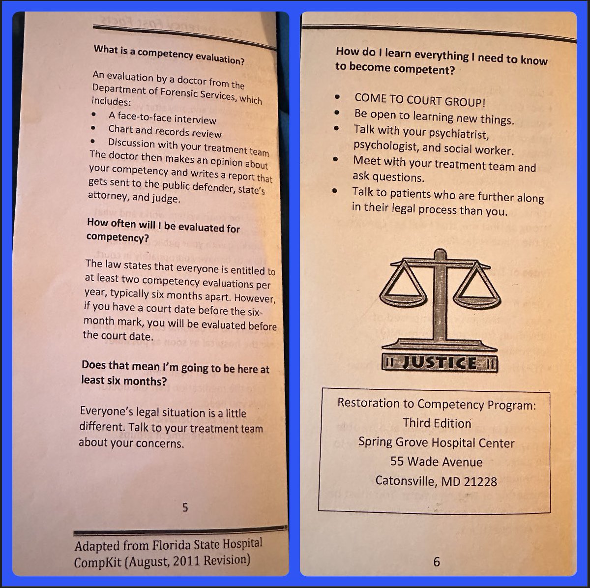 Was deemed #incompetent to stand trial in 2021 on #charges I didn’t #commit Got this #info at #SpringGroveHospital to study to pass an eval to become #competent Spent 8 months #lockedup before my case was #dissmissed What is up with #Marylands #corrupt #mentalhealth #courts 🧐😡