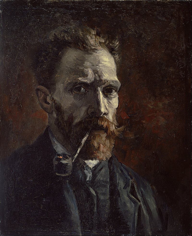 And, to end, here's a self-portrait by Vincent van Gogh with his beloved pipe from September 1886: