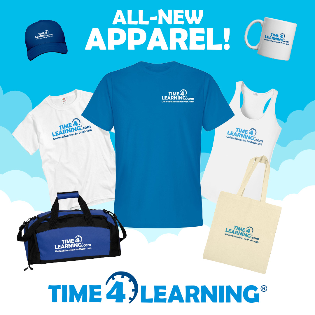 Time4Learning's tweet image. Time4Learning merch is now available! Browse the store and order your favorite Time4Learning-branded gear. Once you receive it, be certain to post to show it off with the hashtag #Time4Learning! stores.eretailing.com/shop/time4lear…