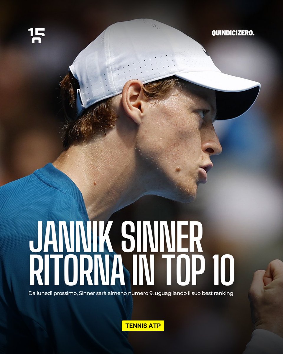 UFFICIALE! 🚨

Jannik Sinner ritorna nella top 10 del tennis mondiale dopo 6 mesi. 🌍

Lunedì, l'altoatesino sarà almeno numero 9 del mondo, eguagliando il suo miglior piazzamento. 

Bentornato in top 10, Jan! 🦊