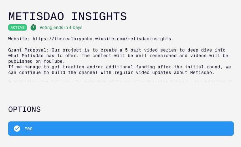therealbryanho's tweet image. #Metis is revolutionizing DAOs with Decentralized Autonomous Corporations (DACs), an idea from Vitalik Buterin, back in 2014.

Support my proposal and try casting a free vote at #Koris DAC testnet ---&amp;gt; app.koris.io/#/dac/metis/vo…

👆Last 4 days 👇
#MetisDao @MetisDAO @korisdac