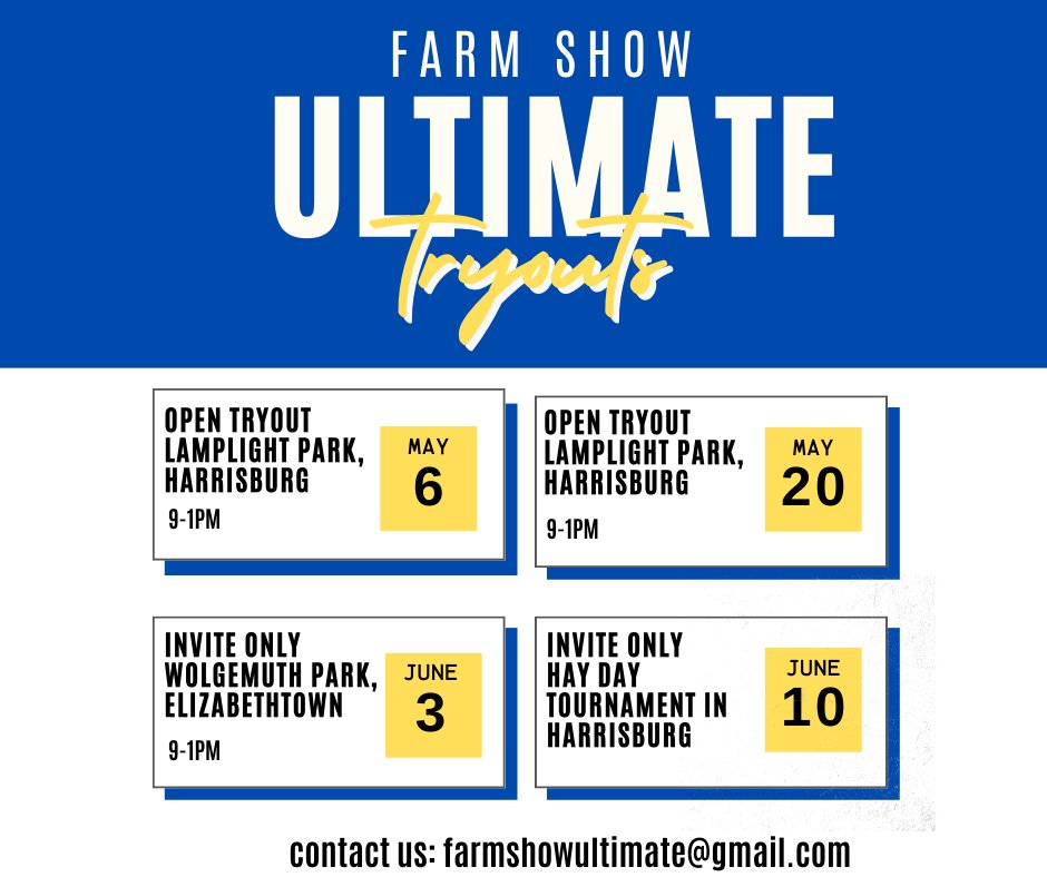 2023 tryout schedule! Link in the bio to register. See you on the farm 🌻☀️🚜