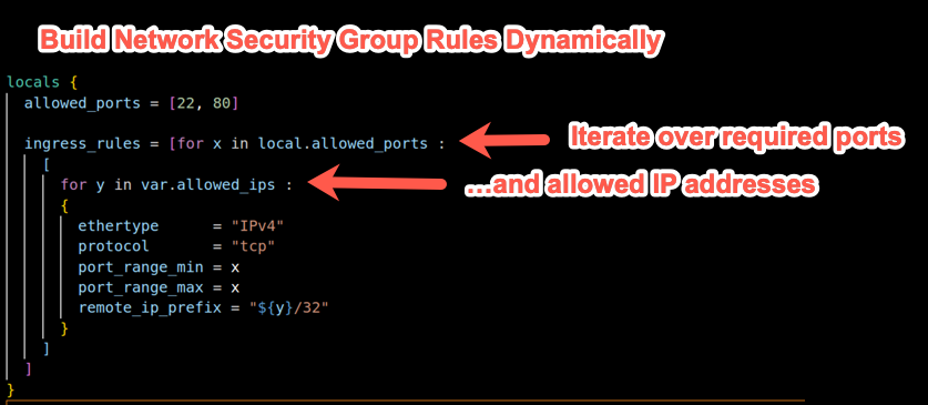 MarkTinderholt's tweet image. Use #Terraform to generate #SecurityGroup rules dynamically based on an array of ports and array of allowed IP addresses!