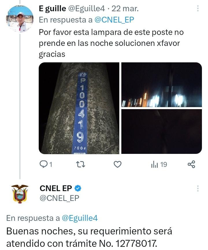 Eguille4's tweet photo. @CNEL_EP  ya tenemos dias con este problema hagan algo por favor la delincuencia esta imparable y con esta oscuridad aun mas https://t.co/hcad2m4b90