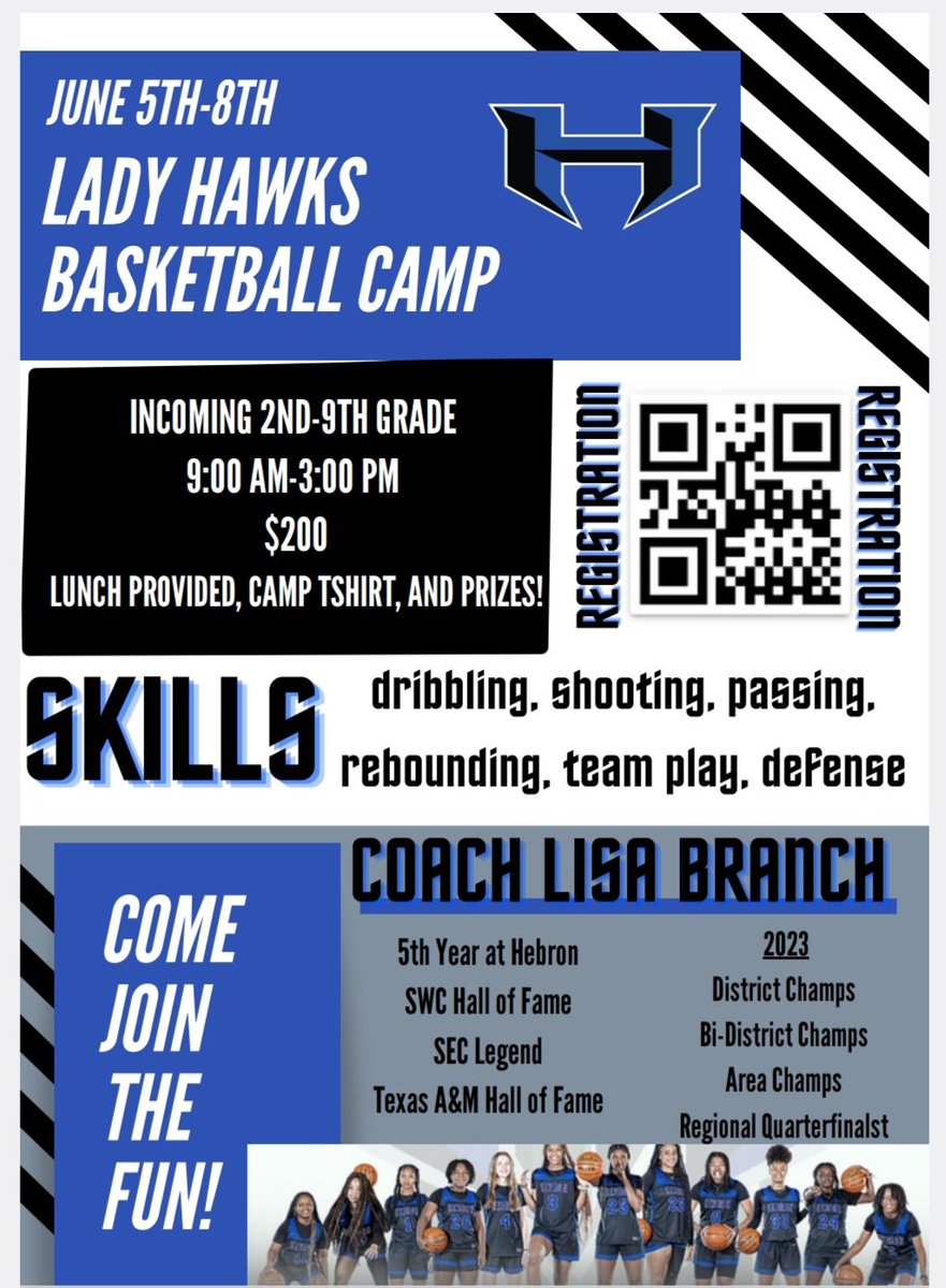 Please spread the word! We would love for your child to join us this summer! #hebronhawks #basketball <a href="/LadyHawksSquad/">Lady Hawks 🏀 24-25</a>