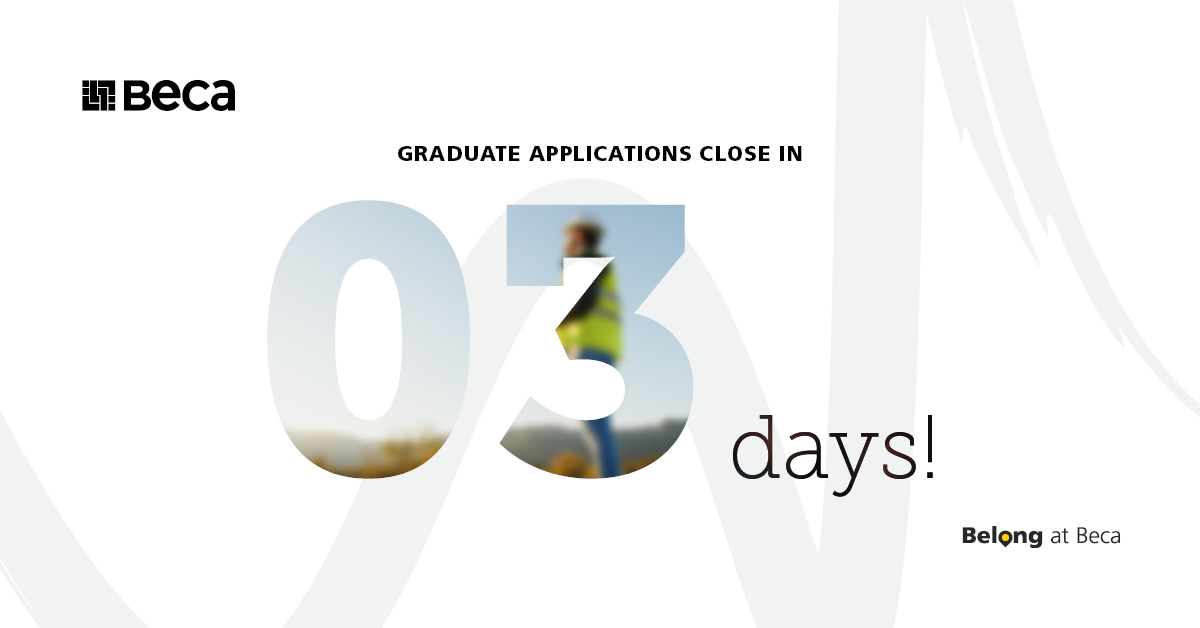 Attention grads! The clock is ticking and the deadline for our Graduate Development Programme is fast approaching. Submit your application to join our team before 2pm NZST on Monday 3 April. Apply now to make everyday better as a Beca grad > lnkd.in/g8aM5bKx