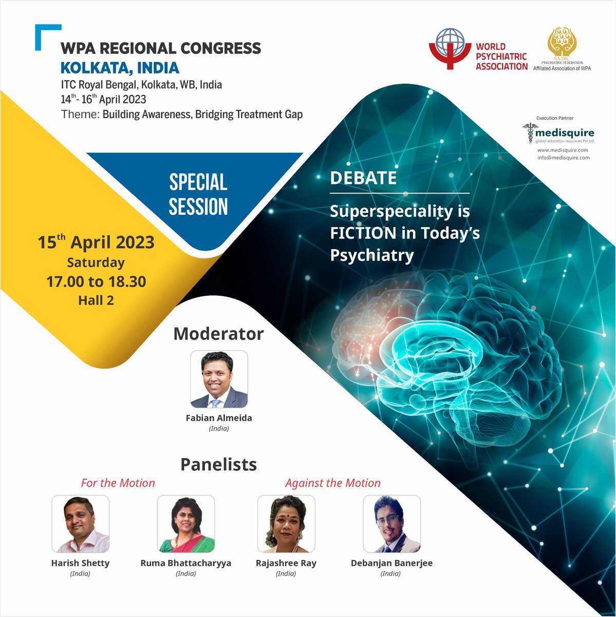 DrHarish139's tweet image. TIME TO FIGHT &amp;amp; CHOOSE YOUR SIDE
#debate Alert 🚨
SPECIAL SESSION @Wparc2023 
With @DrHarish139 @DrDebanjanBane1 and others!
REGISTER now: wparc2023.com/registration.p…
#psychtwitter #Psychiatry #mentalhealth #research 
@WPA_Psychiatry @ecps_wpa @WorldTrainees
@WHO 
@MoHFW_INDIA