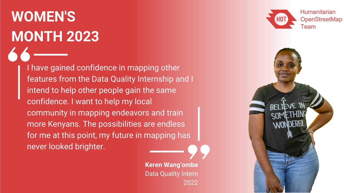 We're celebrating #IWD2023 all month with women in open mapping. The Data Quality Internship enables women to build skills and connections and impact the map. Keren Wang’ombe says her future in mapping has never looked brighter.
#DigitALL #GenderEquality