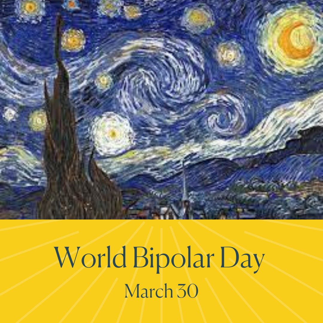 Let's celebrate the unique strengths and perspectives of living with bipolar disorder. Did you know creative genius Van Gogh is thought to have bipolar? We're honored to bring awareness to those living with bipolar disorder.  #bipolartogether #bipolar #worldbipolarday
